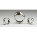 set modernist: cercei & inel, diamant natural, argint & aur. atelier scandinav
